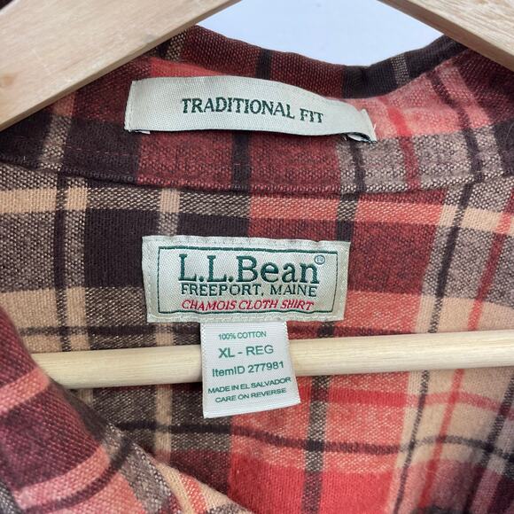 LL Bean Vintage Cotton Plaid Button Up Chamois Cloth Shirt Outdoor Comfy Mens XL - Picture 7 of 8